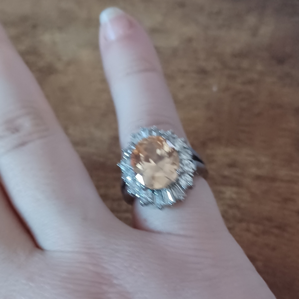 Women's Silver Crystal Statement Ring - image 1